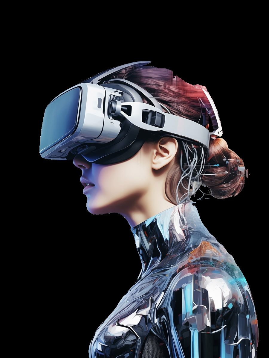 Person wearing a VR headset, representing immersive mobile app experiences